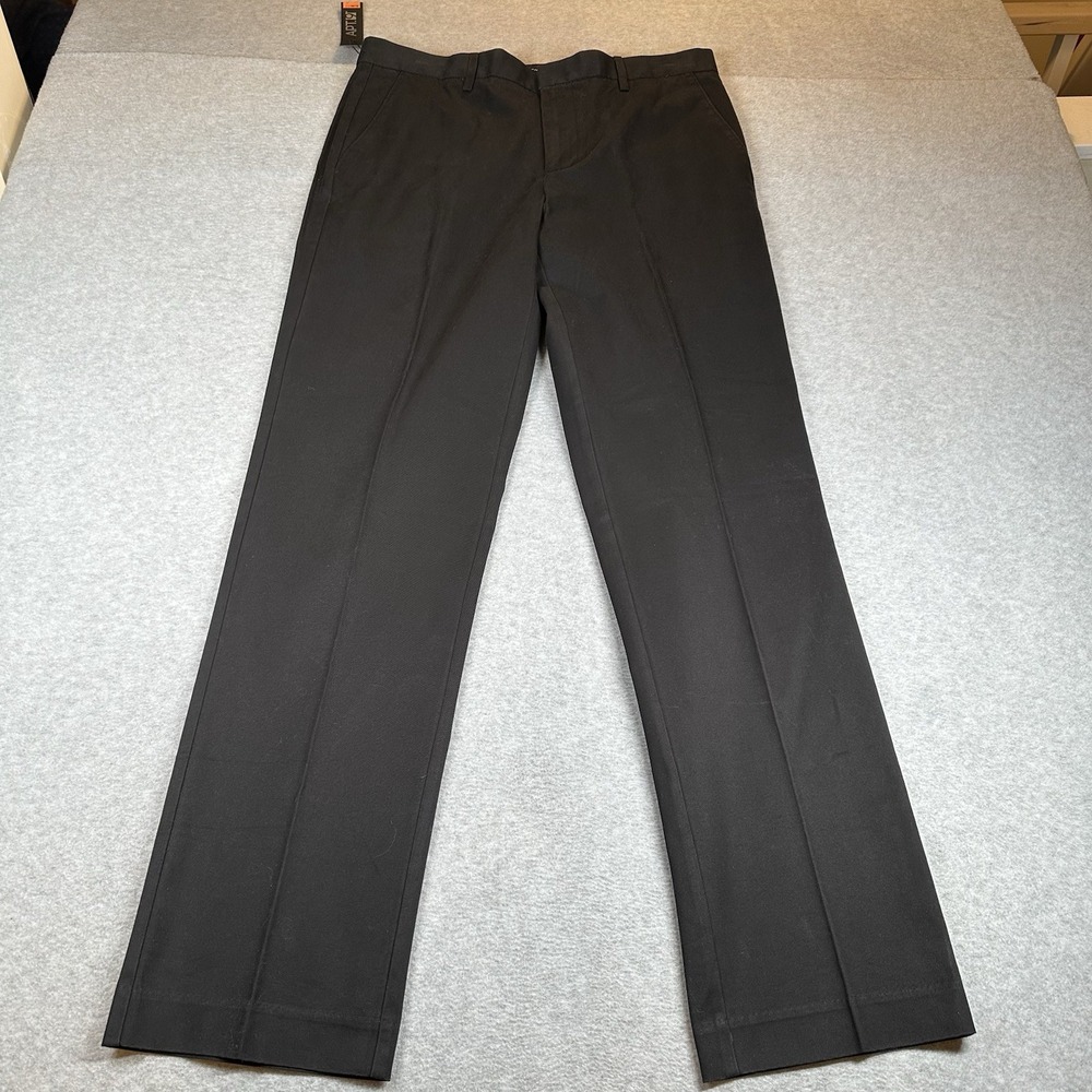 Apt 9 Slim Fit Chino Mens 34x34 100% Cotton Black Flat Front Pant Straight Leg